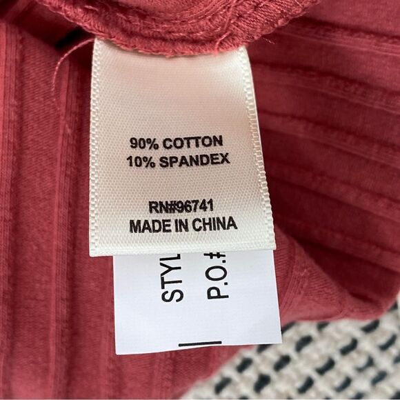 Self Esteem Ribbed Knit V Neck Crop Shirt Spice Orange Medium - Picture 10 of 12